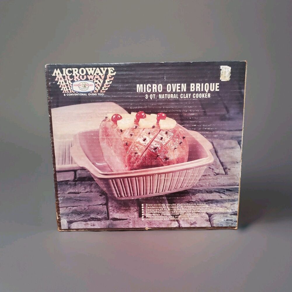 Vintage Nordic Ware Micro Oven Brique 3 Qt Natural Clay Cooker USA New Open Box